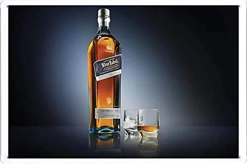 Targa In Latta New Aluminium Metal Johnnie Walker Whisky Blue Label Sign Retro 11.8X7.8 Pollici