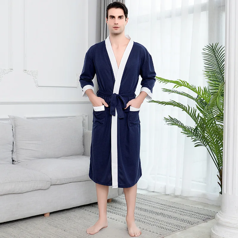 men robe 3 FZSLCYIYI мужской Вафельный Халат для отеля, спа-халат, водопоглощающая ночная рубашка, кимоно в японском стиле, халат с шалевым воротником, ночная рубашка - Цвет: men robe 3