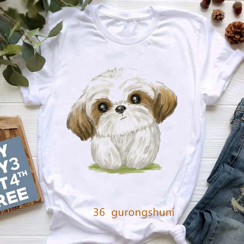 Shih Tzu You Can'T Have Just One Light Graphic Print Women Tshirt Funny Dog Lovers T-Shirt Femme Harajuku Kawaii Clothes Tops