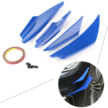 

4pcs/Set ABS Plastic Blue Front Bumper Canards Splitter Fins Body Blue Spoiler Universal For Most Cars