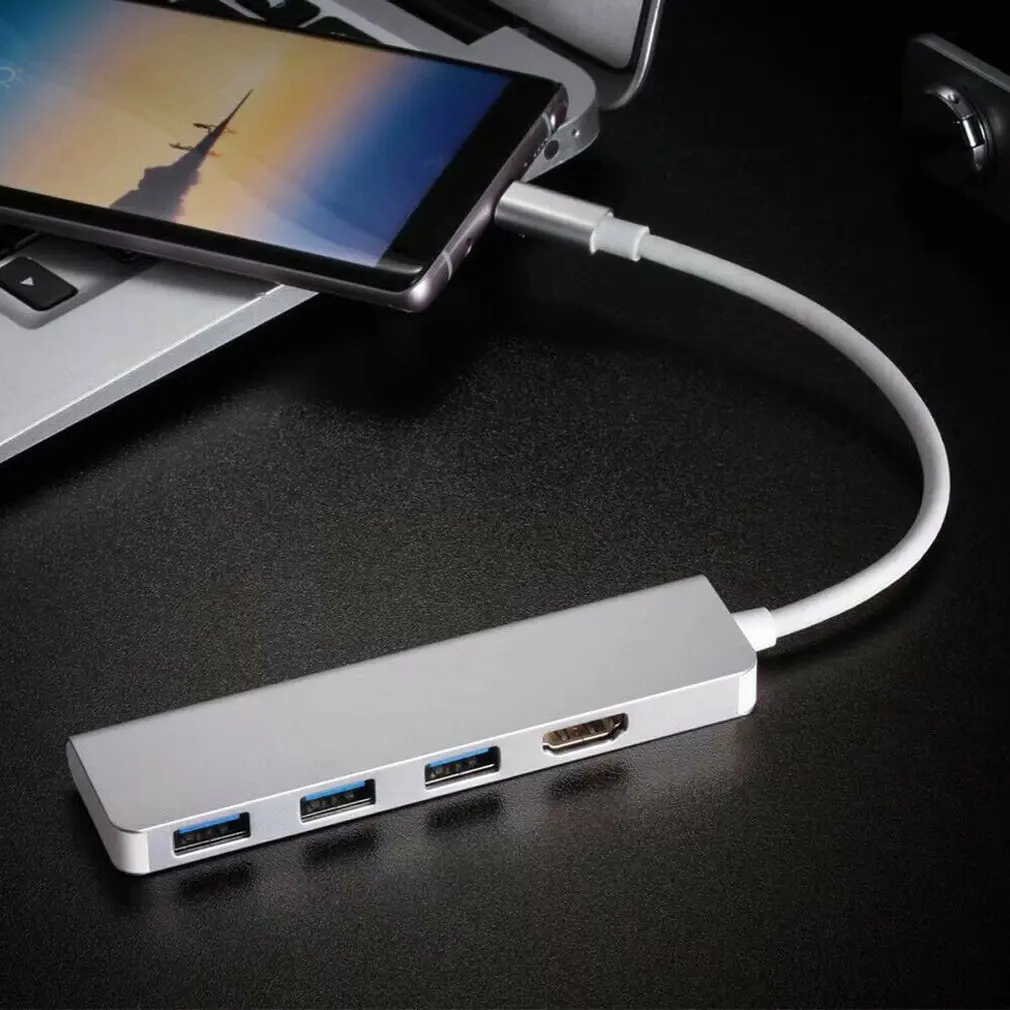 USB 3,1 к HDMI/USB 3,0 3 порта концентратор адаптер тип-c USB-C алюминиевый для MacBook