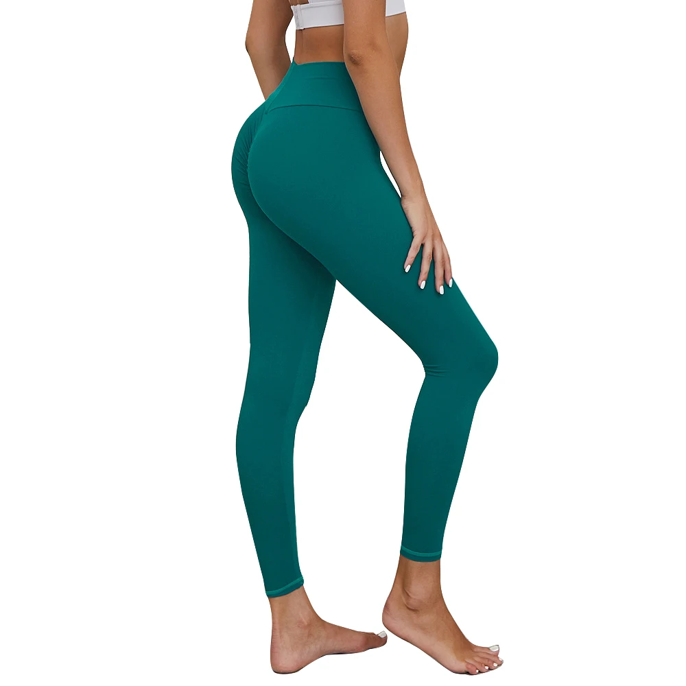 Fitness Women Yoga Pants High Waist Peach Hip Push Up Nylon Solid Stretch Sport Tights Gym Leggings Workout Femme Running Pants
