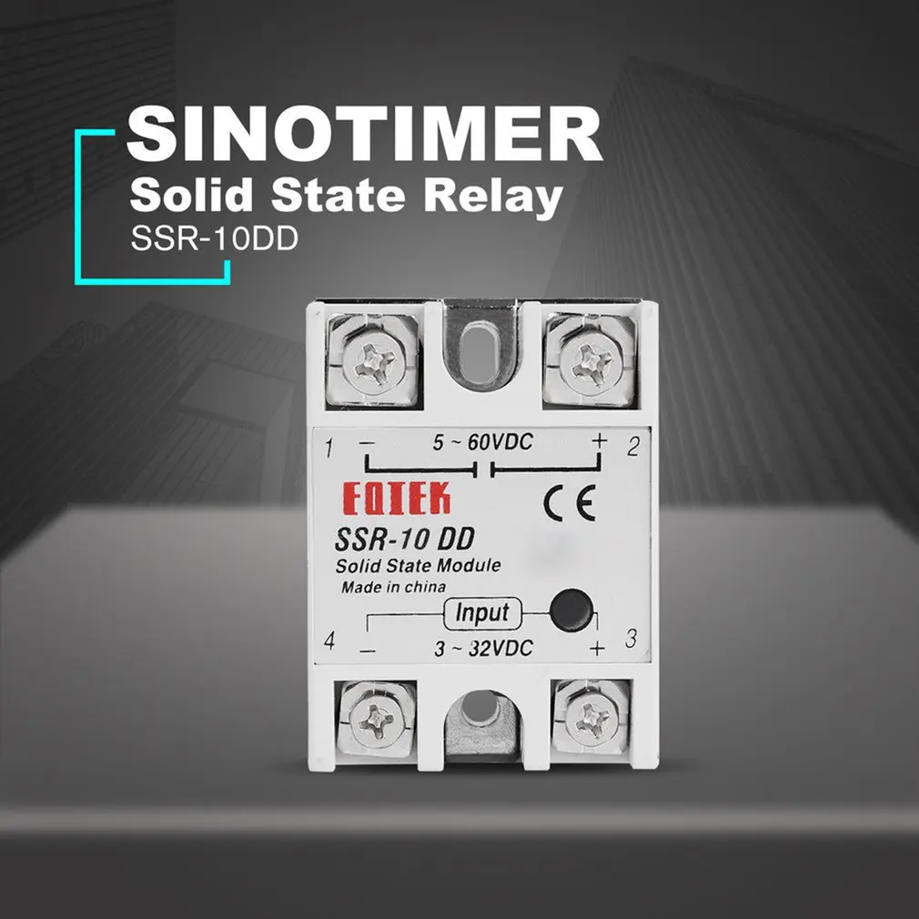 SINOTIMER твердотельные реле SSR-10DD SSR-25DD SSR-40DD SSR-60DD SSR-80DD SSR-100DD 3-32 В постоянного тока до 5-60V DC полупроводниковое реле 3-25mA