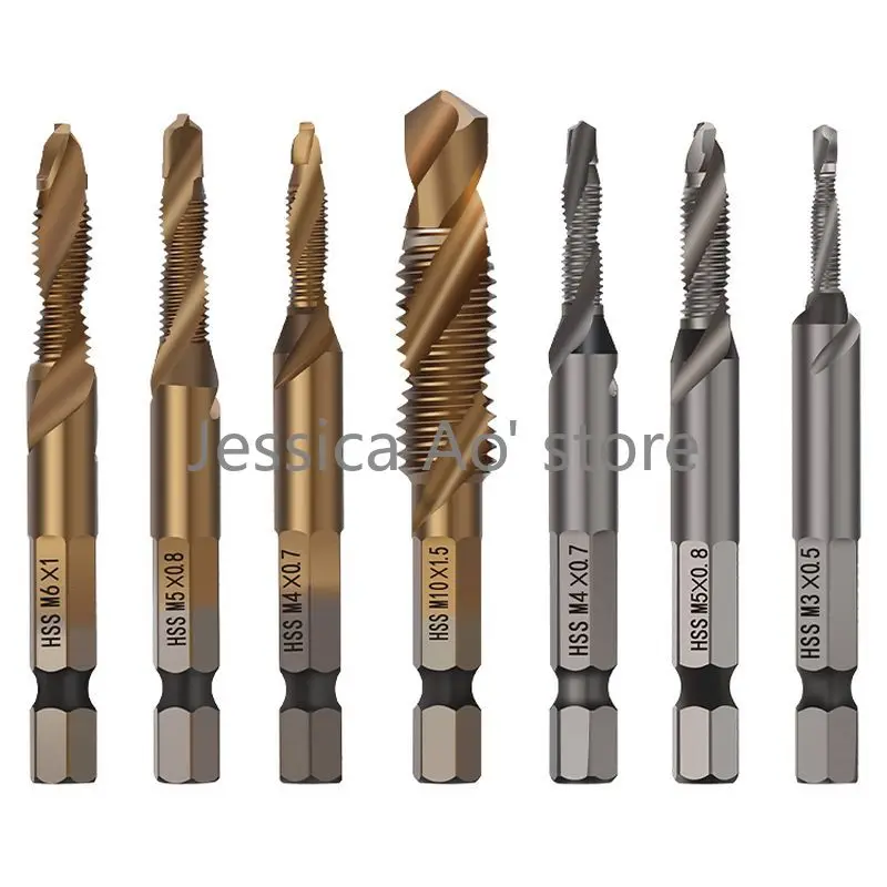 3pcs M3-M10 Titanium Plated Machine Taps Combined Tap and Drill Screw Tapping Bit Drilling and Tapping Integrated Screw Tap