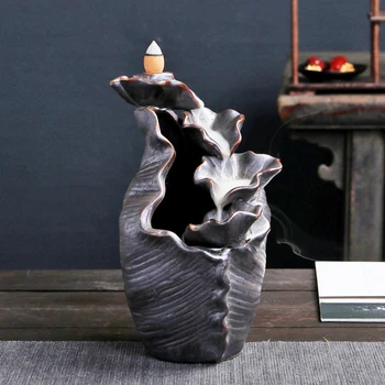 

T Fashion Home Decor Ornament Backflow Incense Burner Buddhism Decoration Optional 100g Incense Cones Waterfall Incense Base