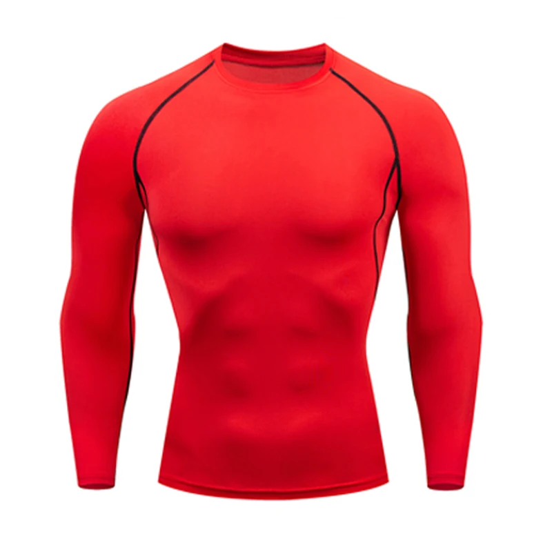 Новые спортивные костюмы зимние мужские компрессионные комплекты термобелья эластичные кальсоны для Мужчин MMA Compressiom комплект с длинным рукавом - Цвет: T-Shirt
