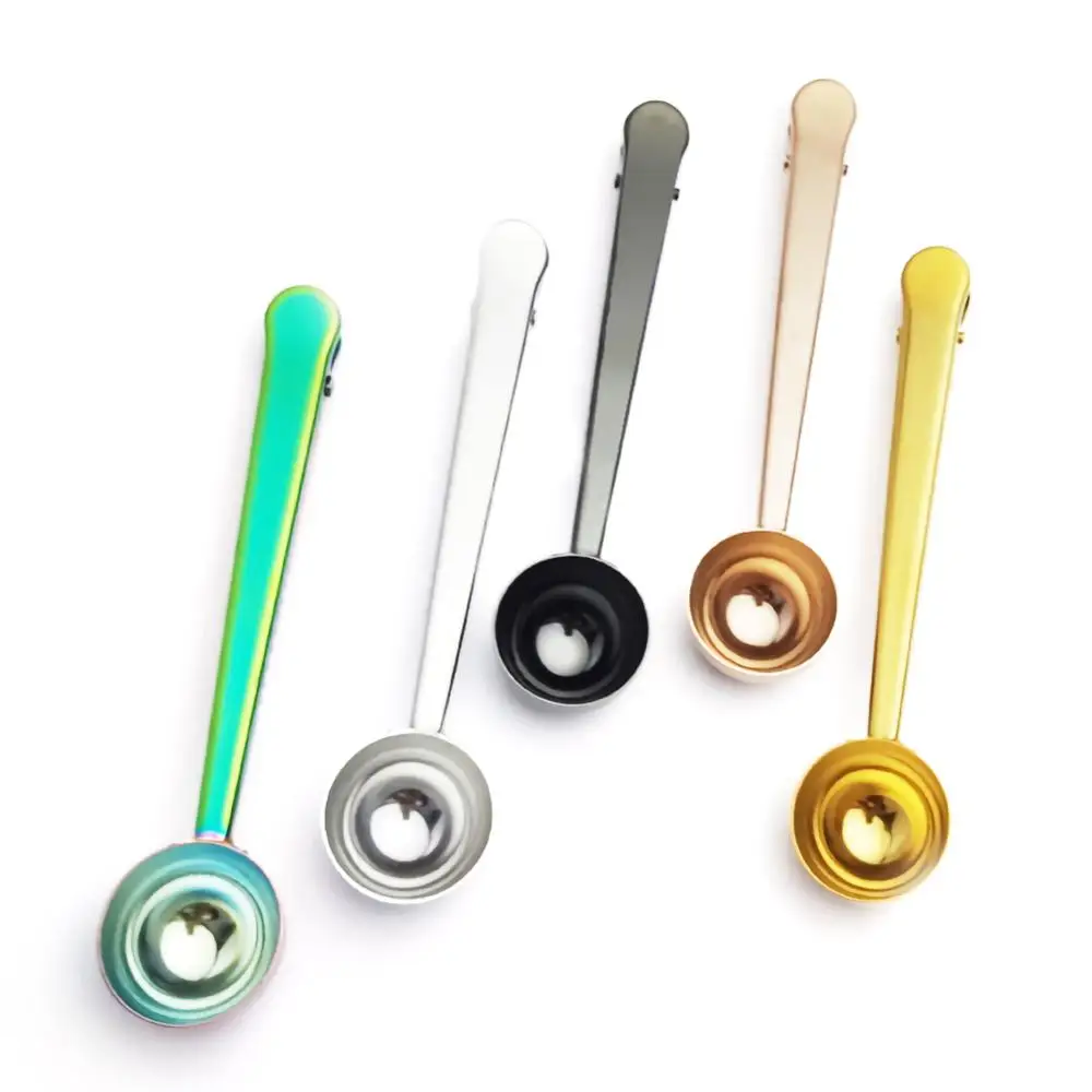 

Multifunction Coffee Spoon with Clip Stainless Steel Kitchen Supplies Scoop Clip Coffee Measuring Spoon