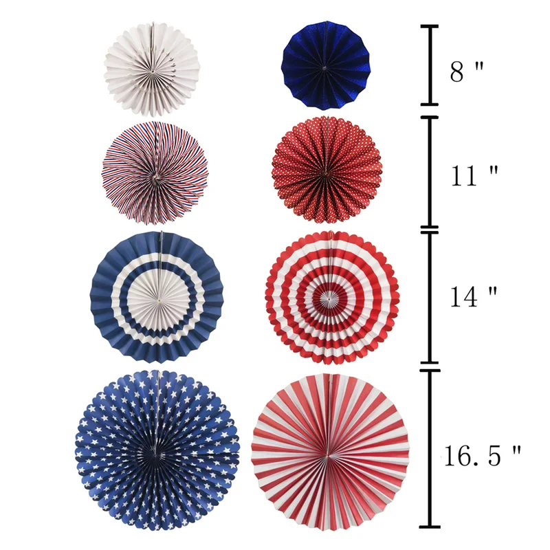 10 шт. бумажные фанаты на День независимости фотообои с голубой красной белой