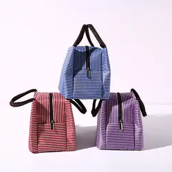 Корейский стиль Толстая алюминиевая фольга в полоску Bento Box сумка для пикника на открытом воздухе герметизирующий холодный герметичная