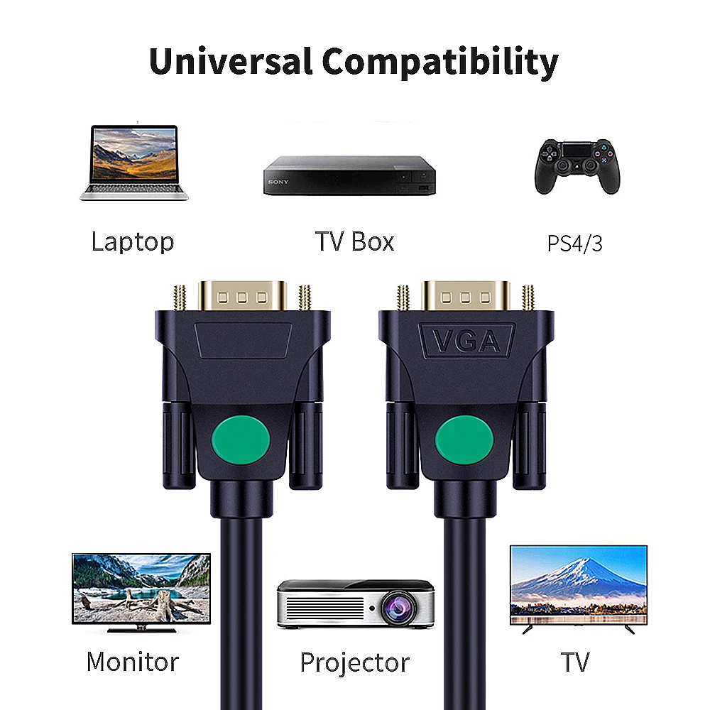 Кабель VGA для ПК компьютерного монитора проектора штекер Соединительный шнур 3 м 2