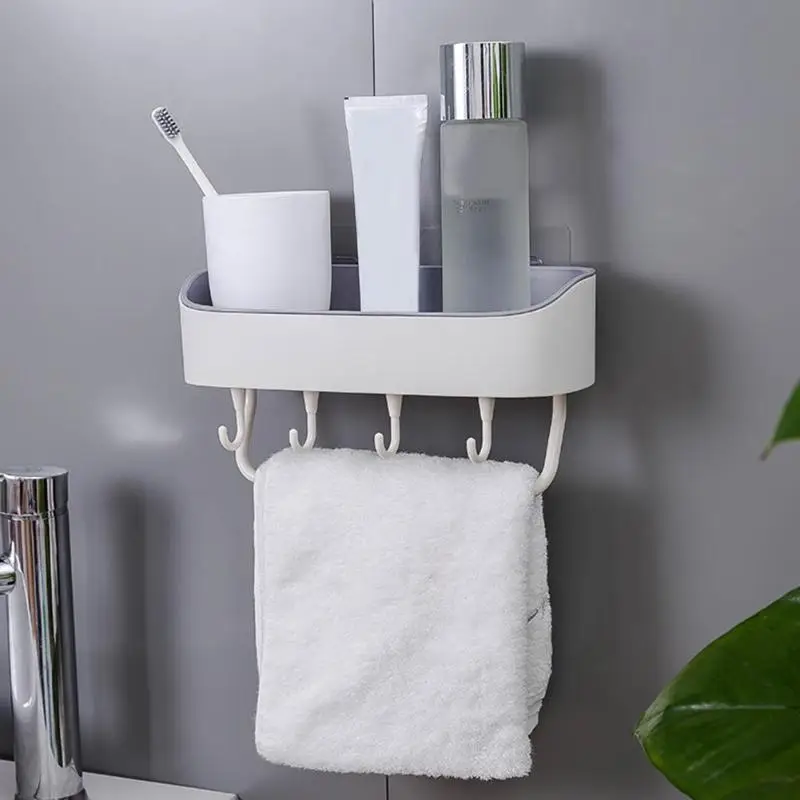 Bathroom Wall Hanging Shower Shelf Shampoo Holder Bathroom Corner Storage Shelf - Цвет: White
