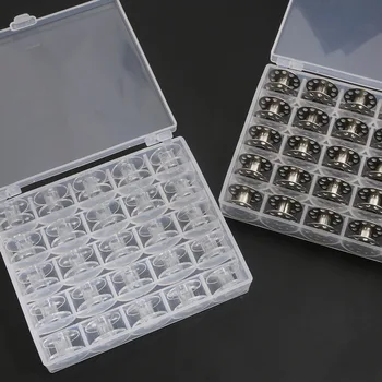 

1set/lot Clear Plastic 25 Bobbins Sewing Machine Spools With Thread Storage Case Box For Home Sewing Accessories Sewing Tools