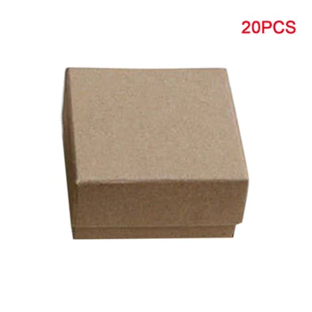 

20pcs With Lids Vintage Paper Case Storage Exquisite Gifts Display Jewelry Box Small Package Brown Ring Necklace Holder