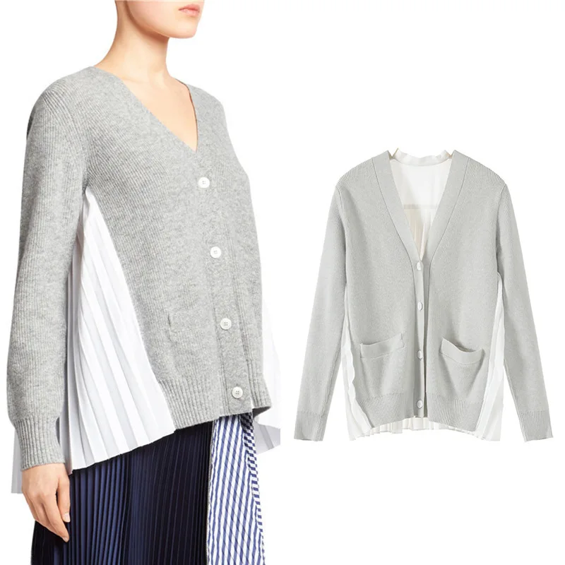 Best Price New joker easing pressure plait dichromatic color matching with a female SA0862 knit cardigan