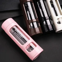 Анти-обжигающая стеклянная бутылка для чая, бутылка для воды с фильтром для заварки из нержавеющей стали, портативная герметичная двойная стенка, стакан для воды