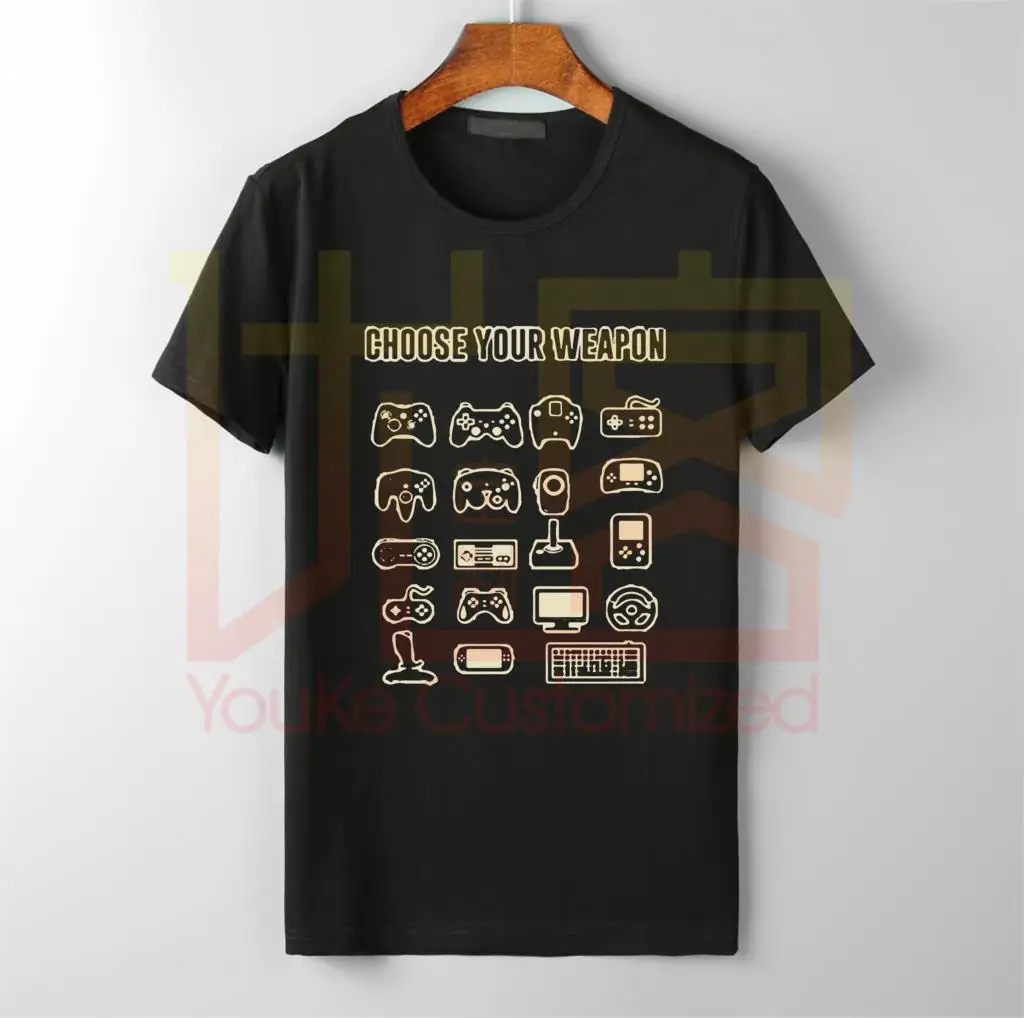 

Choose Your Weapon Gamer Novelty Video Games Sarcastic Mens Funny T Shirt game fan Game Controller streetwear men tshirt men