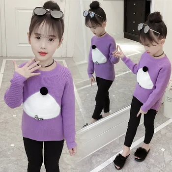 

2019 cute girl sweater girl clothing winter long sleeve knitted baby girls sweater girls pullover top 12 years sweater girls