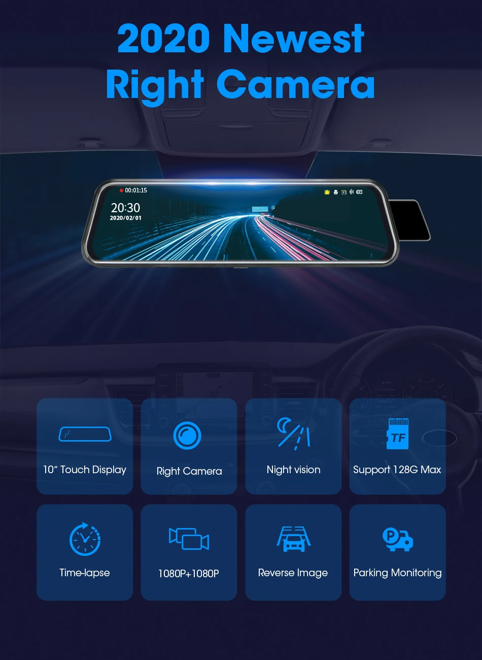 Tela de Toque Lente da Câmera Gravador de Câmera Jansite Carro Media Stream Dashcam Direito Super Night Vision Vídeo Time-lapse Traseira 10 Dvr 2 Cheap DVRCâmera Dash