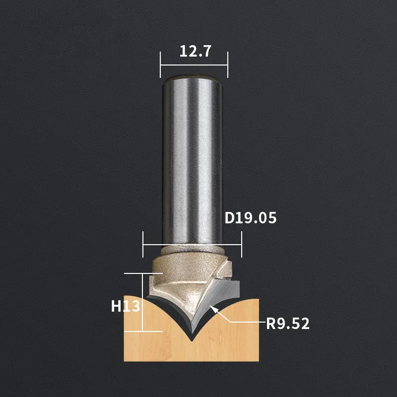 1 шт.-6,35 мм и 12,7 мм хвостовик, твердый карбид cnc деревообрабатывающий вставной маршрутизатор бит, 3D Тонкий носик фрезерный станок - Длина режущей кромки: JZD12.7x19.05
