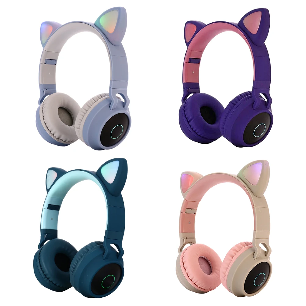 Bluetooth 5 0 Subwoofer Wireless Headphone With Mic Over Ear Folding Luminous Music Voice Earphone for Phone Computer Tablet