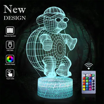 

Tortoise 3D LED NightLight Jellyfish Table Lamp Lantern Cartoon 16 Color Illusion Luminaria Lava Lampe Decor Baby Kids Xmas Gift