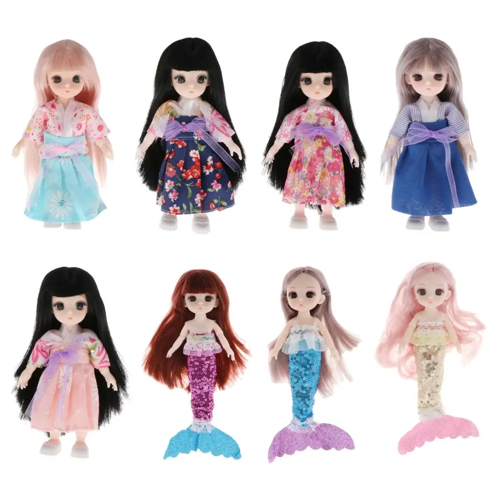 13 Moveable Jointed 16cm 1/12 Dolls Mini BJD Baby Hair Fashion Dolls Toy For Girls Gift
