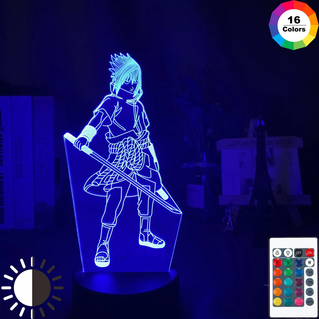 3d светодиодный ночник Uchiha Sasuke Ночной светильник с изменением цвета для детской