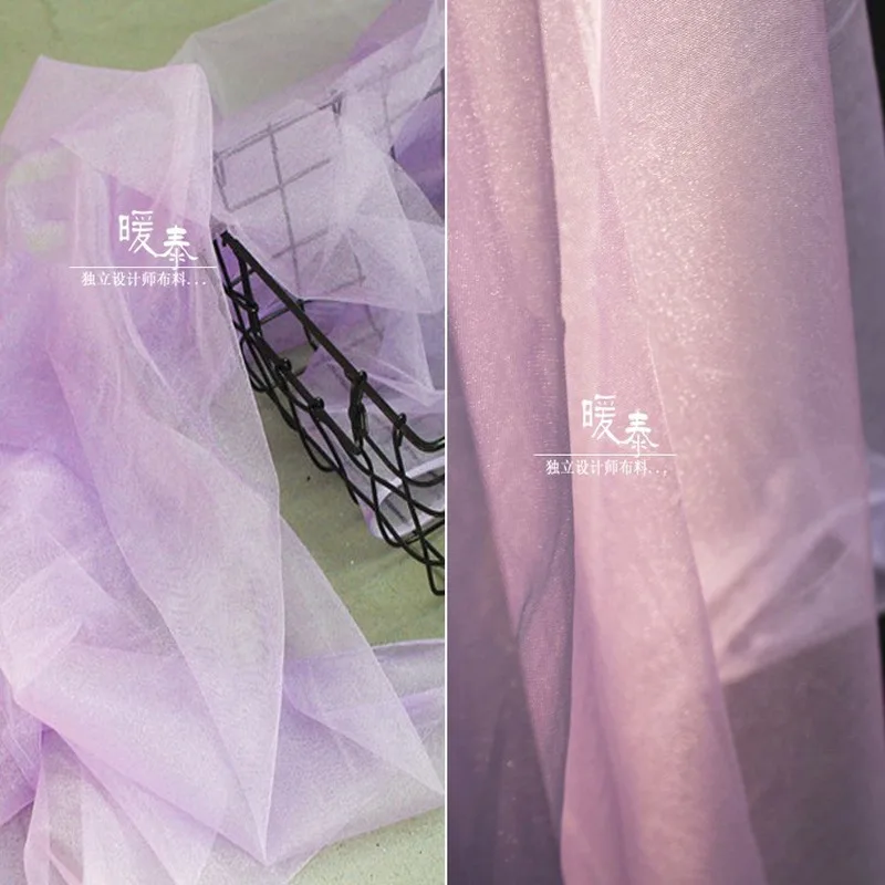 

Pearlescent Stretch Tulle Fabric Lilac colour DIY Scarf Veil Flower Decor Fluffy Skirt Wedding Dress Fashion Designer Fabric
