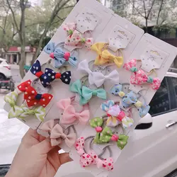 1 set New Cute Ribbon Flowers Scrunchies Children Girls Kids Elastic Hair Rubber Band Accessories Tie Hair Ring Rope Holder