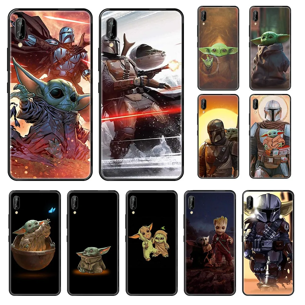 

lovely cute master baby yoda soft silicone bumper coque black Phone case For Huawei Honor Mate 5 6 7 8 9 10 20 A C X Lite
