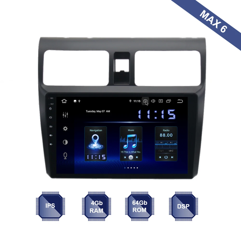 Android 9,0 автомобильный радиоприемник 2 Din gps для Suzuki Swift 2005-2010 PX6 DSP ips HDMI 4 Гб+ 64 Гб RDS Wi-Fi RDS USB зеркальный роутер SWC с бесплатной картой