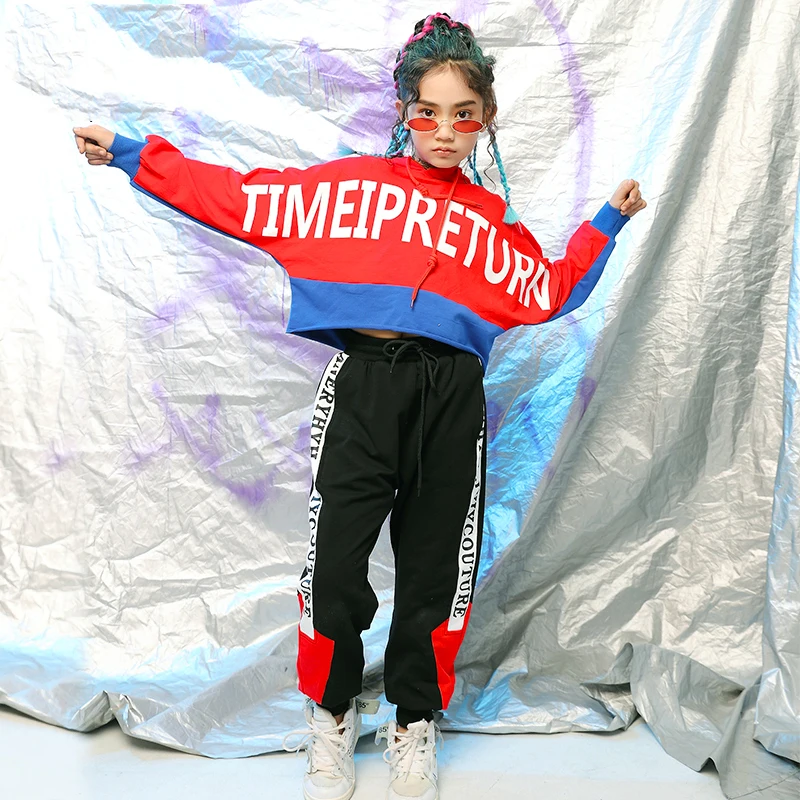 

2020 New Hip Hop Dance Costumes Kids Stage Performance Clothing Children Modern Street Dancing Wear Girls Jazz Outfits DQS4002