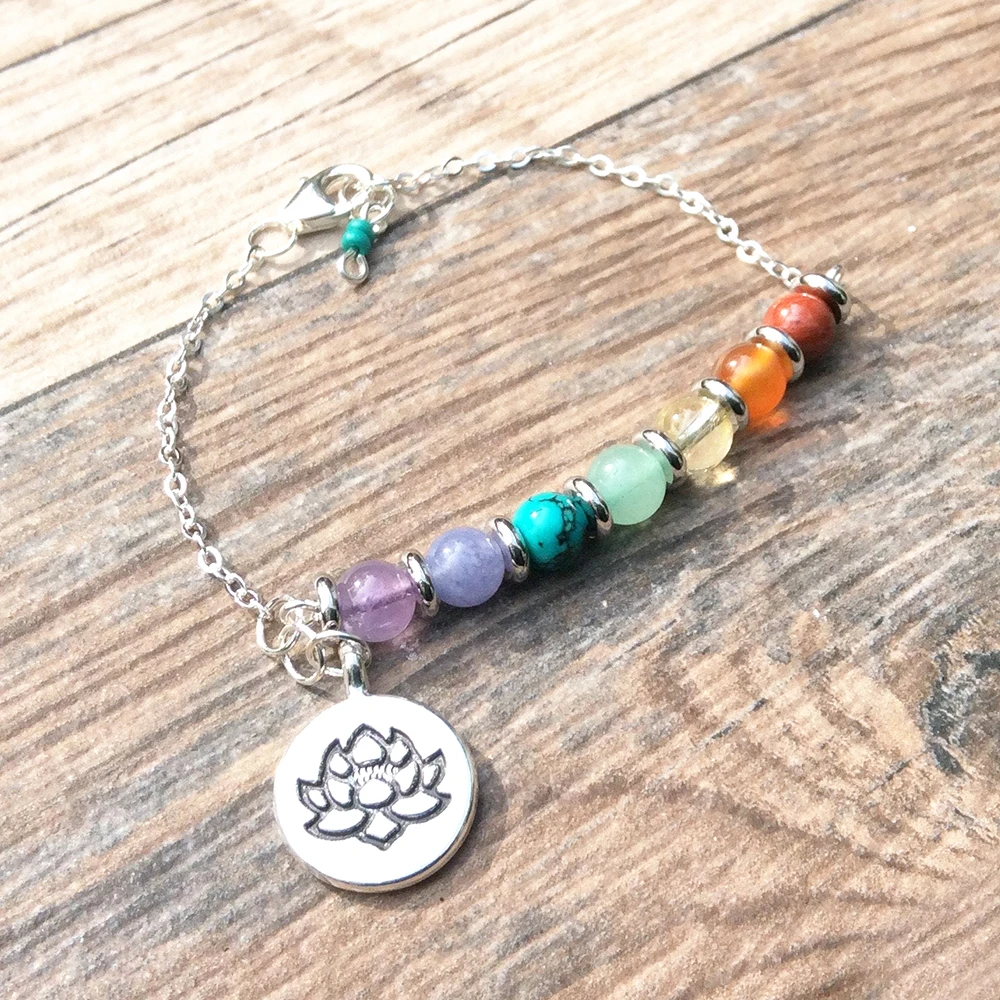 Ruberthen, дизайн, Lotus Charm, 7 Чакра, браслет, натуральные кристаллы, исцеляющий браслет для женщин, лучший подарок для нее