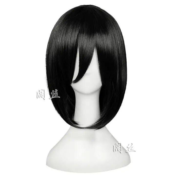 

Anime 30cm Attack on Titan Mikasa Ackerman Short Bob Black Heat Resistant Cosplay Costume Wig