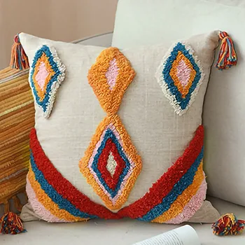 

Cushion Cover Tassels Boho Style Ethnic Pillow Cover Handmade Luxury Moroccan Style 45X45cm