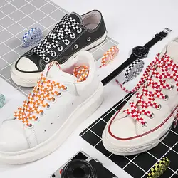 Пара модных двухцветных шнурков в клетку, подходящих для всех типов обуви, 6 цветов на выбор