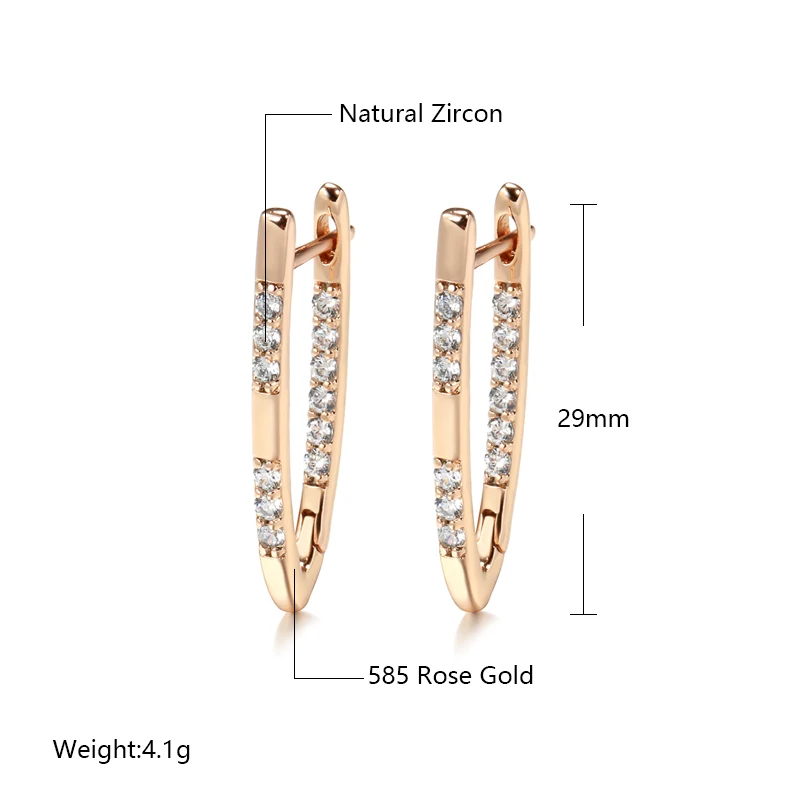 Kinel 585 Rose Gold Color Earrings For Women Girl Fashion Geometric Natural Zircon Drop Earring Daily Jewelry drop earrings