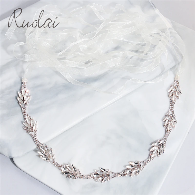 Rose Gold Роскошный Алмазный свадебный пояс для женщин хрустальный свадебный пояс лента со стразами пояс невесты обручальное кольцо из розового золота аксессуары FB16 - Цвет: Rose Gold