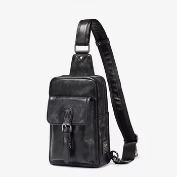 

Men's bag 2020 new PU leather retro waist bag men's shoulder messenger bag solid color men's messenger bag