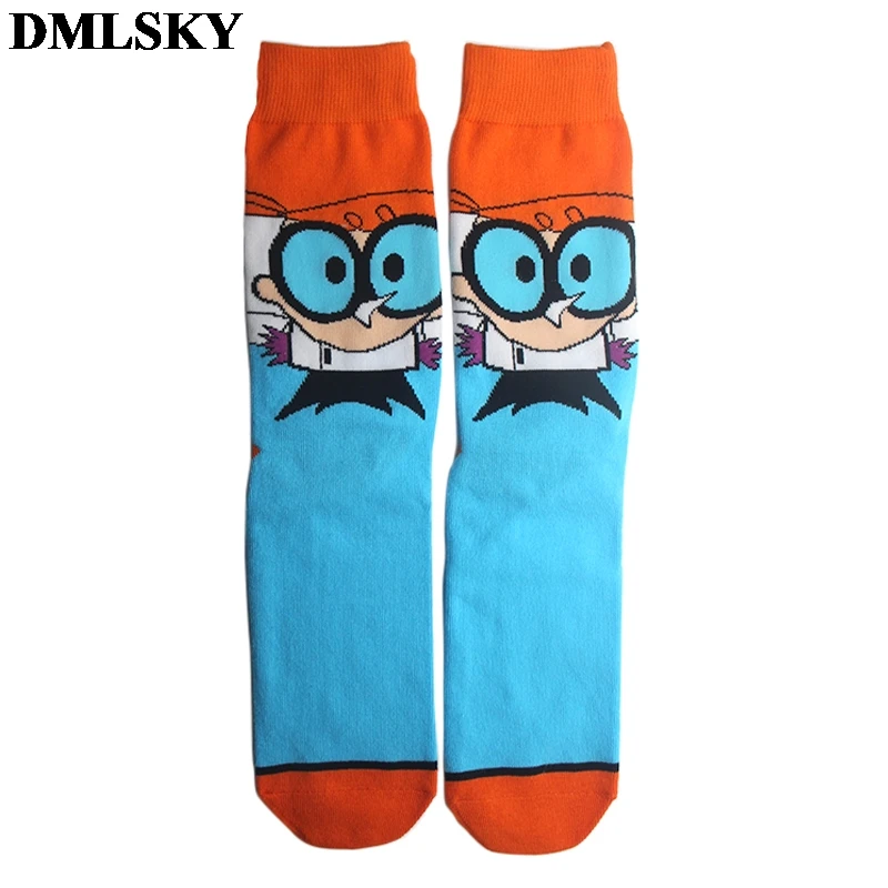 1 20 пар/лот DMLSKY Dexter's Lab Мультяшные забавные Женские носочки мужские модные хлопковые носки с 3D принтом носки с героями мультфильмов новые носки M3718 - Цвет: 1