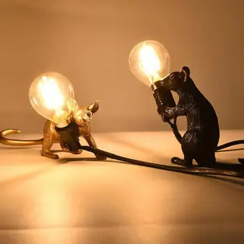 

1pc Creative Resin Mouse Table Lamp Mini Animal Decoration Living Room Dining Room Household Eye Protection Table Lamp