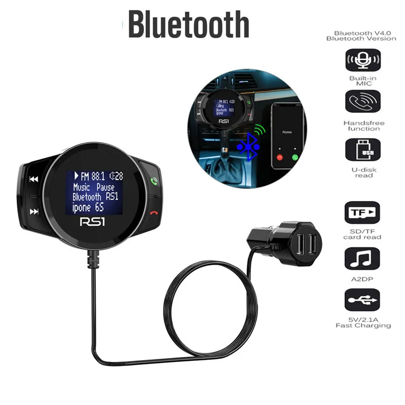 Bluetooth V4.2 FM передатчик автомобильный комплект MP3 плеер Музыкальный ЖК дисплей двойной USB Встроенный SD карта вызов функция громкой связи