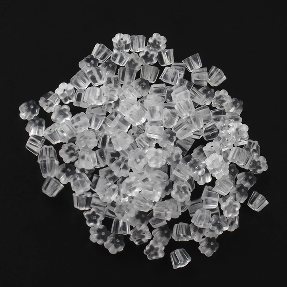 100pcs/lot Clear Soft Silicone Rubber Earring Backs Safety Bullet Stopper Rubber Jewelry Accessories DIY Parts Ear Plugging