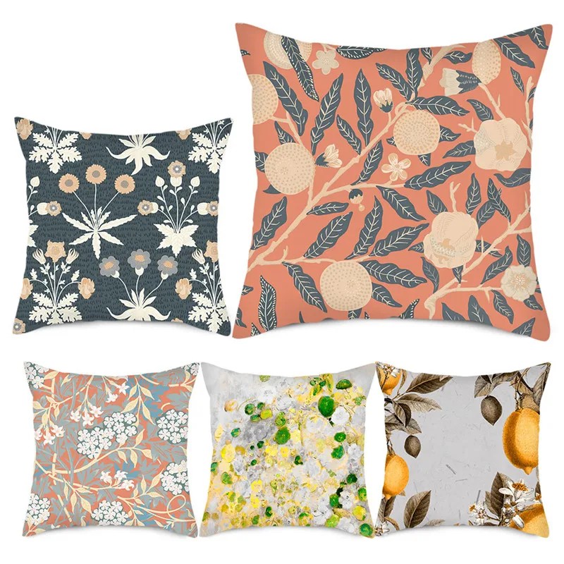 Fuwatacchi Flowers Leaves Picture Cushion Cover New Year Decor Pillow Covers for Home Sofa Decorative Throw Pillowcases 45*45cm