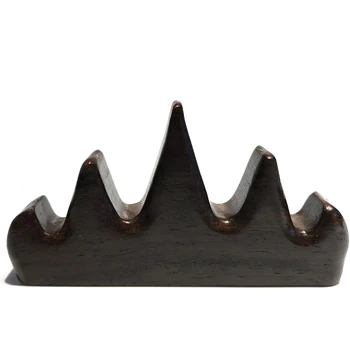 

Mountain Shaped For Students Home Office 4 Slots Tabletop Ornament Solid Wood Writing Brush Holder Durable Desktop Freestanding