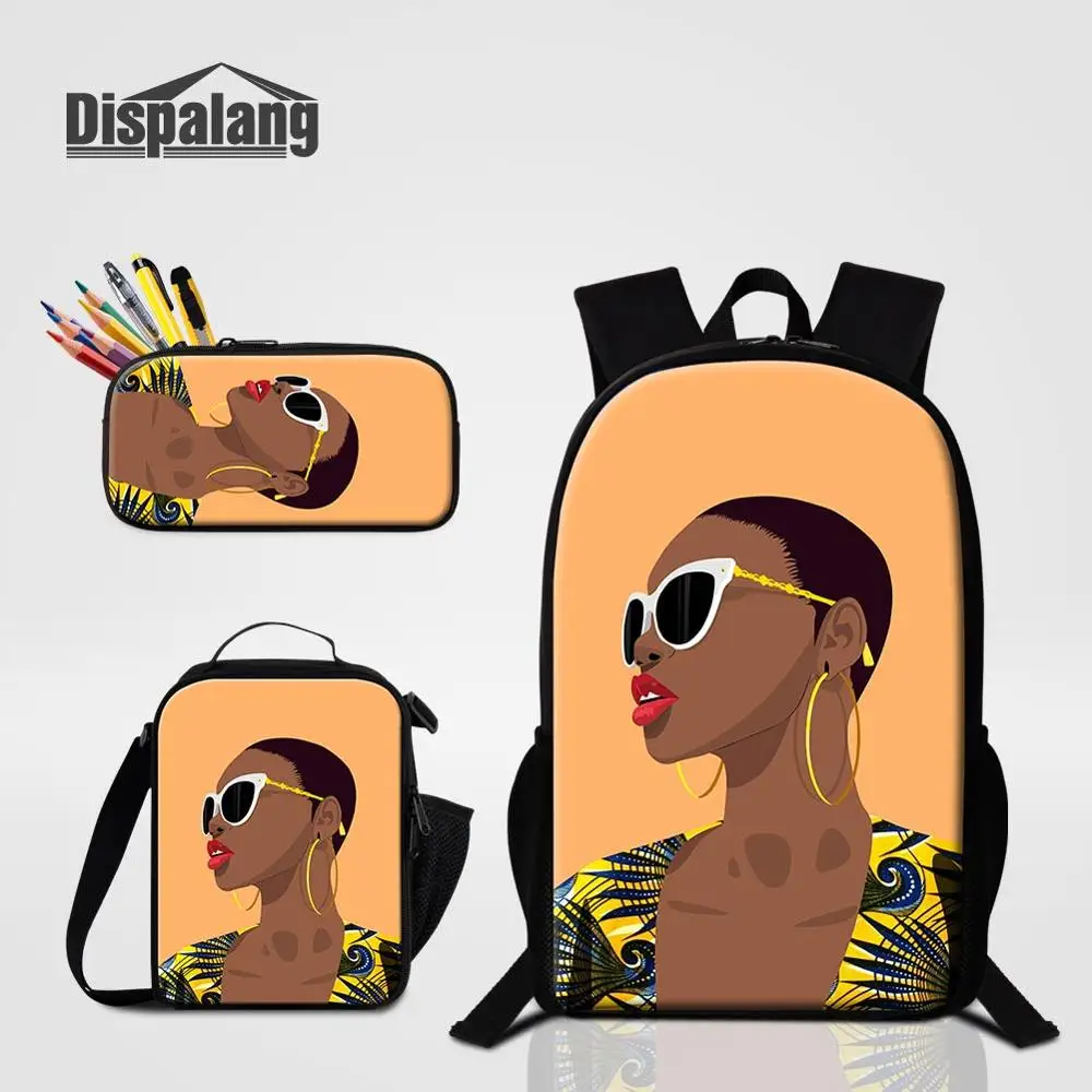 3 PCS Set10 Dispalang африканская девочка печать школьные сумки 3 шт. набор рюкзак Pencilbox Lunchbag для студентов женский пользовательский рюкзак для школы - Цвет: 3 PCS Set10