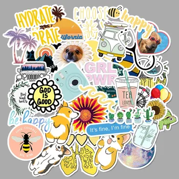 

52 INS Wind Hipster Amazon Hot Selling Non-Infringement Luggage Adhesive Paper Waterproof Graffiti Travel Lugguge Stickers
