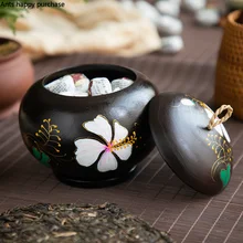 Жестянка для чая из цельного дерева с крышкой, домашняя коробка для хранения, круглая банка для чая, расписная коробка для чая, скульптура, Искусственное производство, коробки для хранения чайных пакетиков