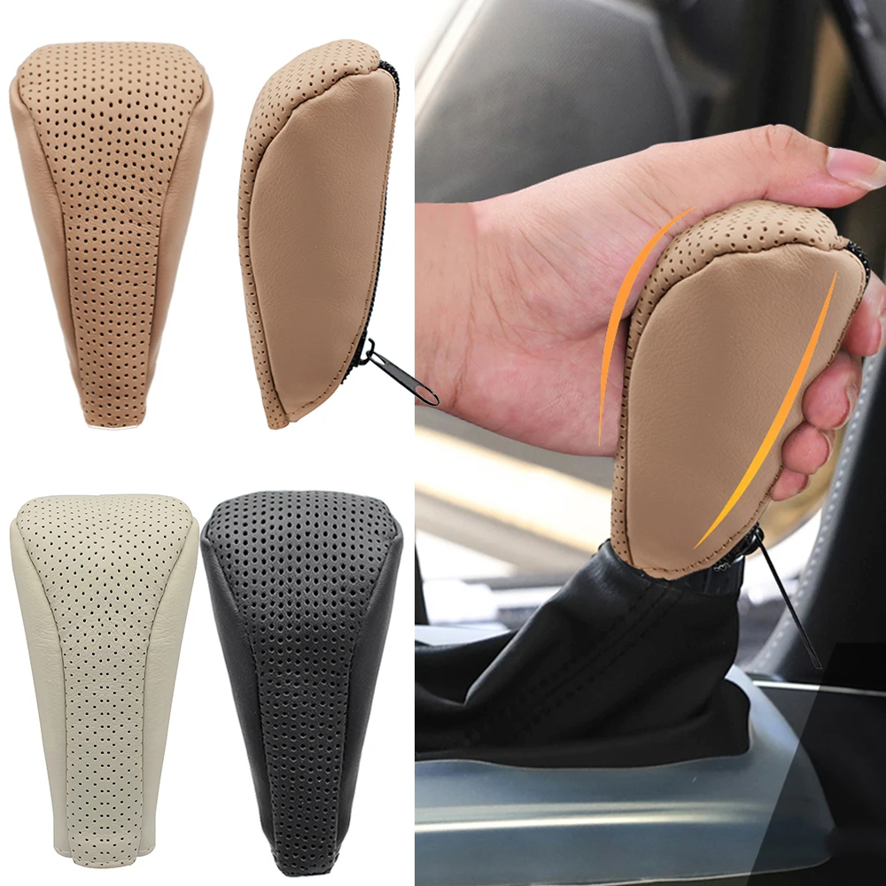 Anti-Slip Zipper Closure Car Gear Shift Knob Cover Black Auto Parts Stall Anti-slip Leather Case Driving Control Protector | Автомобили и