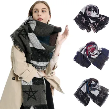 

2019 winter Scarf Women Patchwork Star pattern Scarf Pashmina Shawl Wrap Scarf Blanket Shawls and Wraps Travel shawl T4